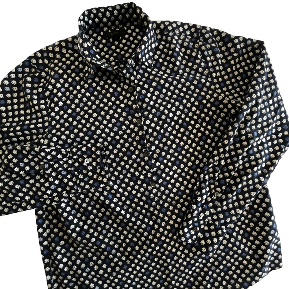 J. Crew Button Down Shirt Womens Size 4 Floral Print Long Sleeve Cotton